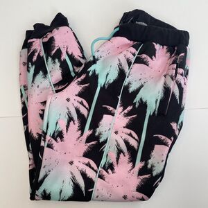 WESC Joggers Mens Medium Elastic Waist Drawstring Mid Rise Palm Tree Design